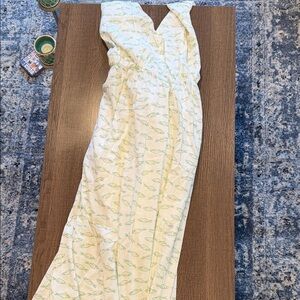 Elegant Yellow and Green Patterned Dress